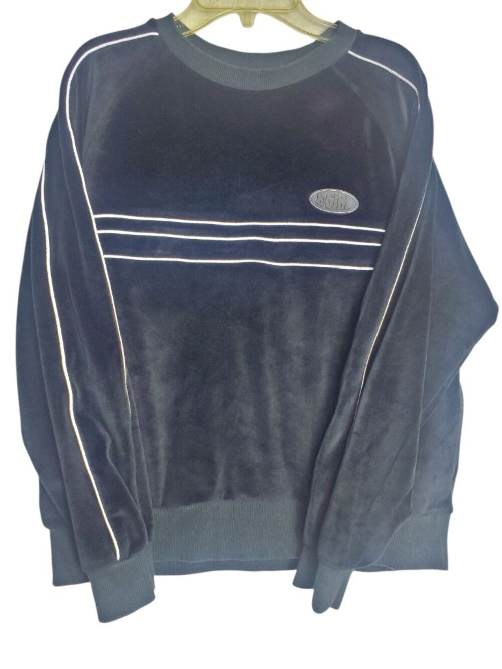 X-Girl Velour Pullover Women Sweatshirt W/Logo Patch Design Black Small - Picture 2 of 13